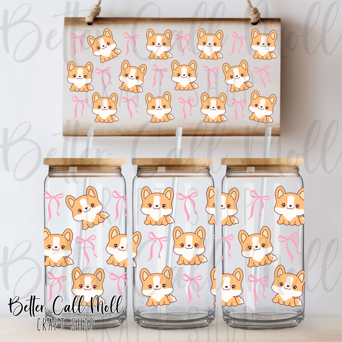 Corgis and Bows UV DTF 16oz Tumbler Wrap