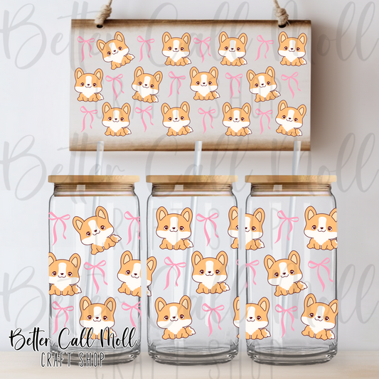 Corgis and Bows UV DTF 16oz Tumbler Wrap