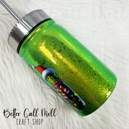 17oz Glitter Christmas Pickles Insulated Stainless Steel Coated Tumbler