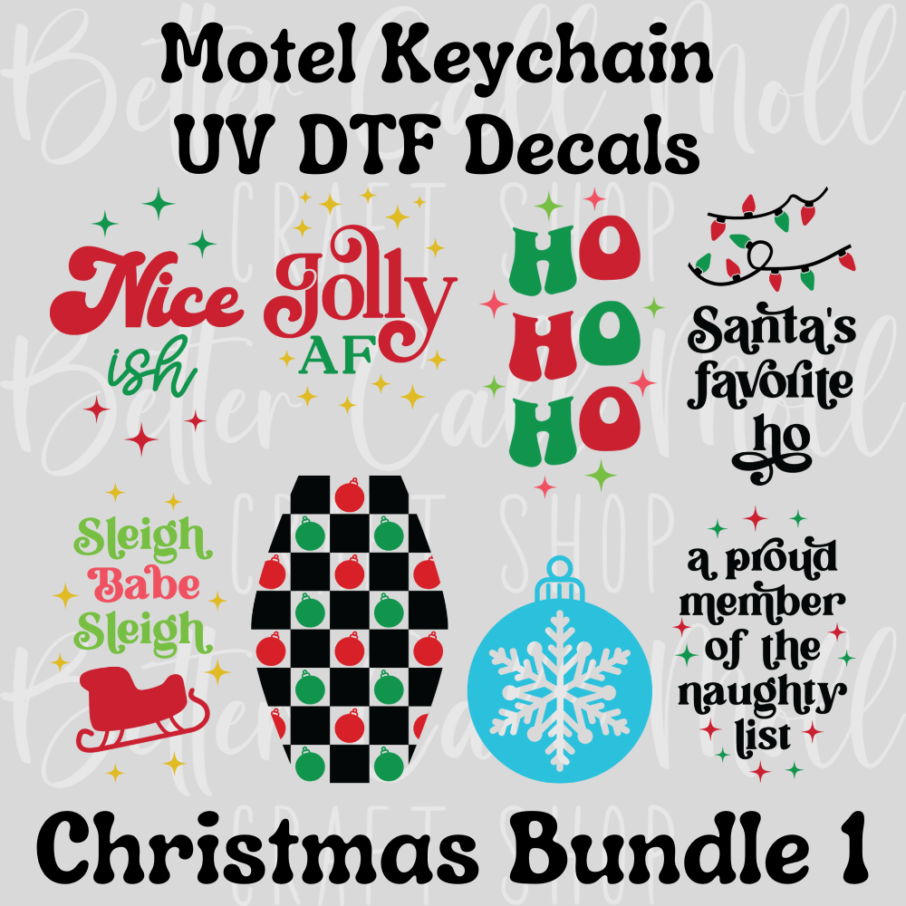 W068 - Motel Keychain UV DTF Decal Christmas Bundle