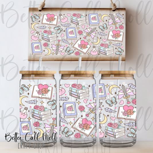 Pastel Fantasy Books UV DTF 16oz Tumbler Wrap