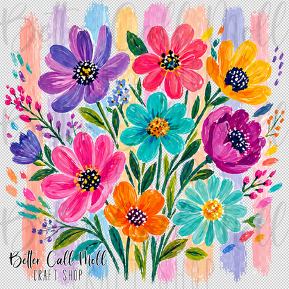 Striped Boho Florals UV DTF Decal