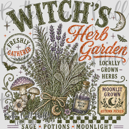 Witch's Herb Garden UV DTF Decal