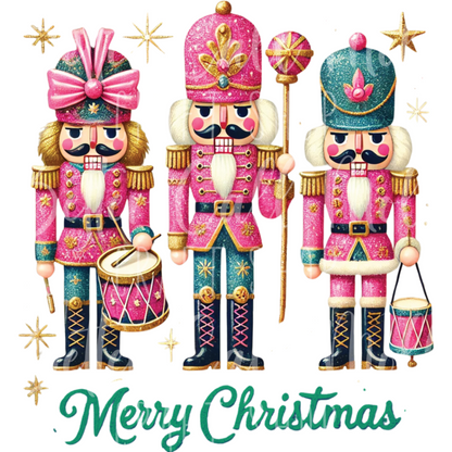 D143 - Pink Nutcrackers Merry Christmas UV DTF Decal