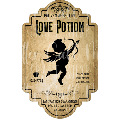 D142 - Love Potion Label UV DTF Decal