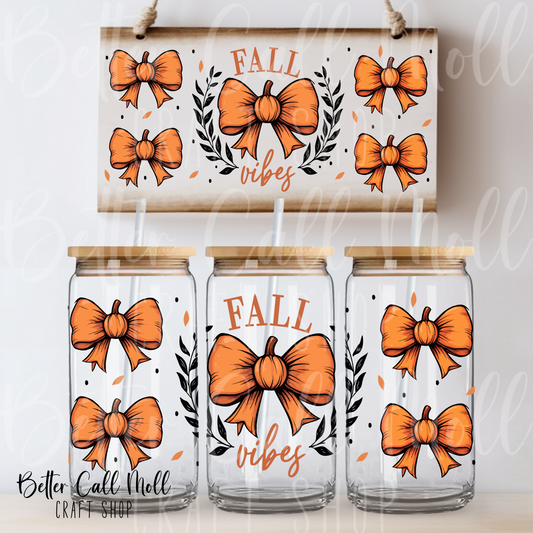 W182 - Pumpkin Fall Vibes UV DTF 16oz Tumbler Wrap