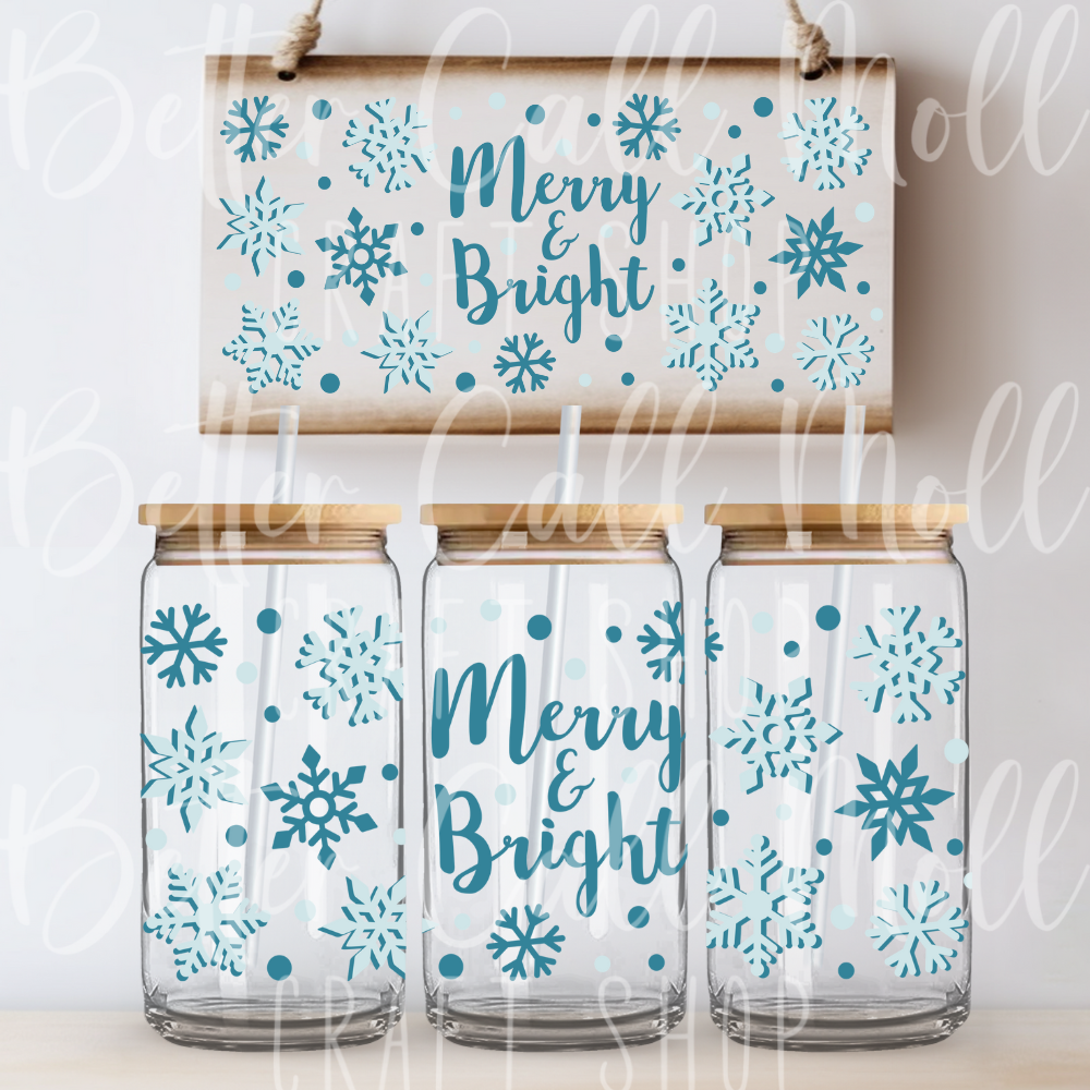 W123 - Merry and Bright UV DTF 16oz Tumbler Wrap