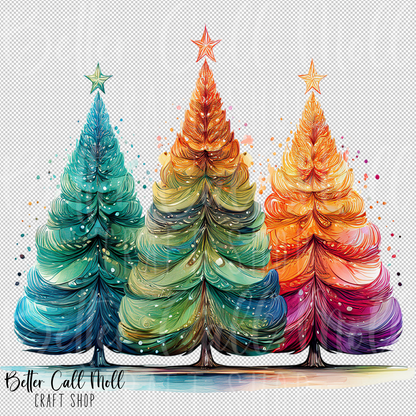 Colorful Trees UV DTF Decal