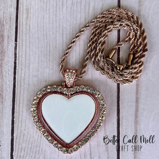 *CLEARANCE* Rotating Heart Necklace Sublimation Blank