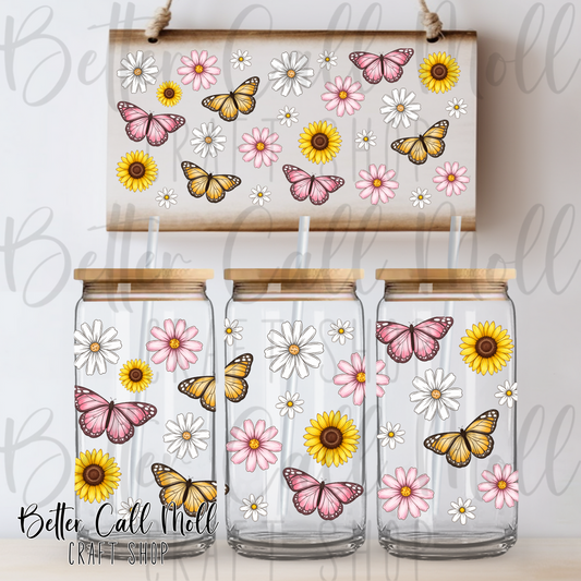 Butterflies and Flowers 2 UV DTF 16oz Tumbler Wrap