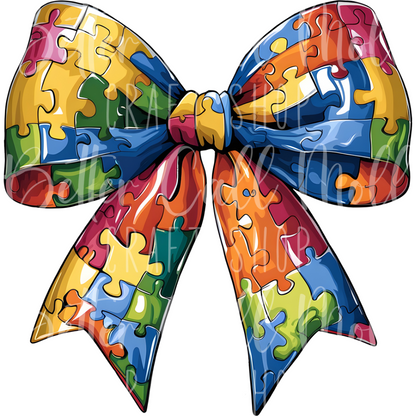 D132 - Autism Puzzle Bow UV DTF Decal