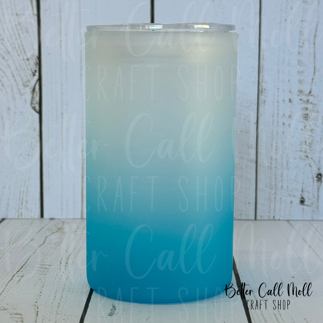 16oz STRAIGHT Frosted Ombre Glass Sublimation Tumbler