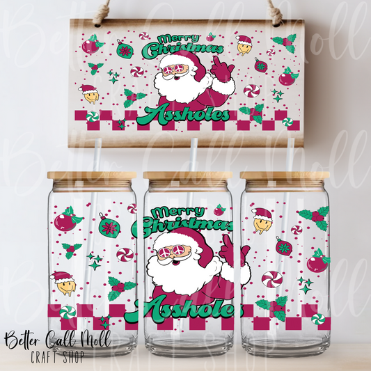 Merry Christmas As*holes UV DTF 16oz Tumbler Wrap