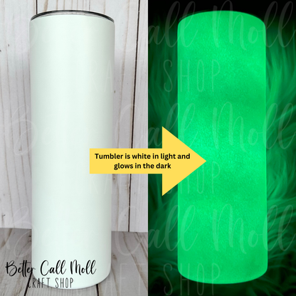 20oz Green Glow-in-the-Dark Skinny Sublimation Tumbler