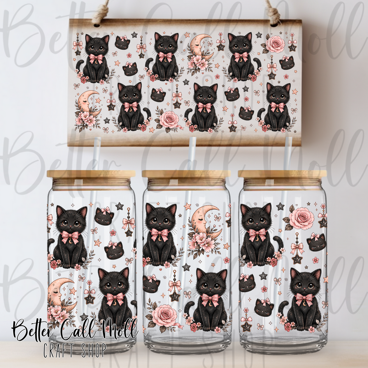 Lunar Kittens UV DTF 16oz Tumbler Wrap