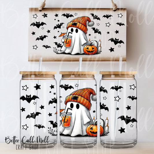W185 - Cute Ghost UV DTF 16oz Tumbler Wrap