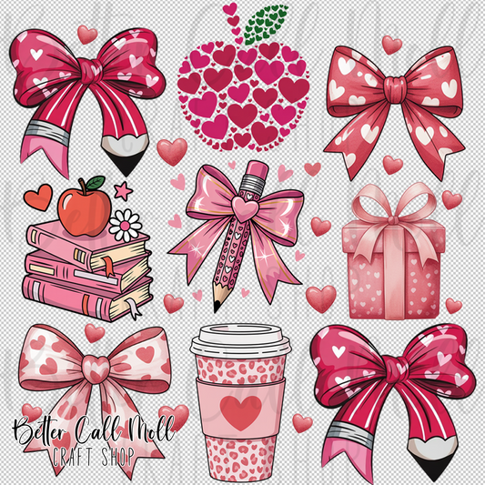 Teacher Valentines UV DTF Decal