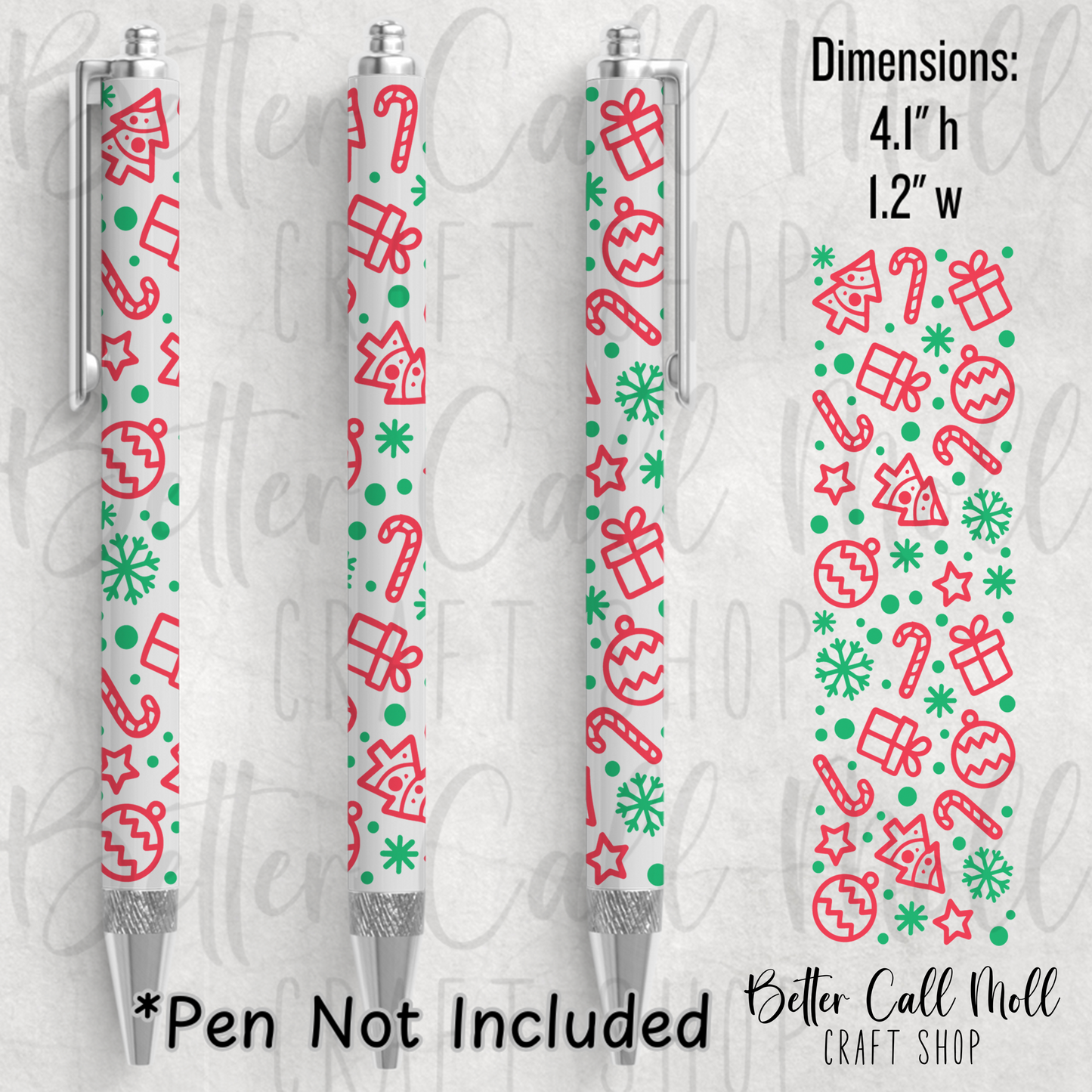 Christmas Outlines UV DTF Pen Wrap
