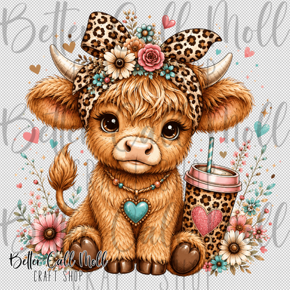 Baby Highland Cow UV DTF Decal
