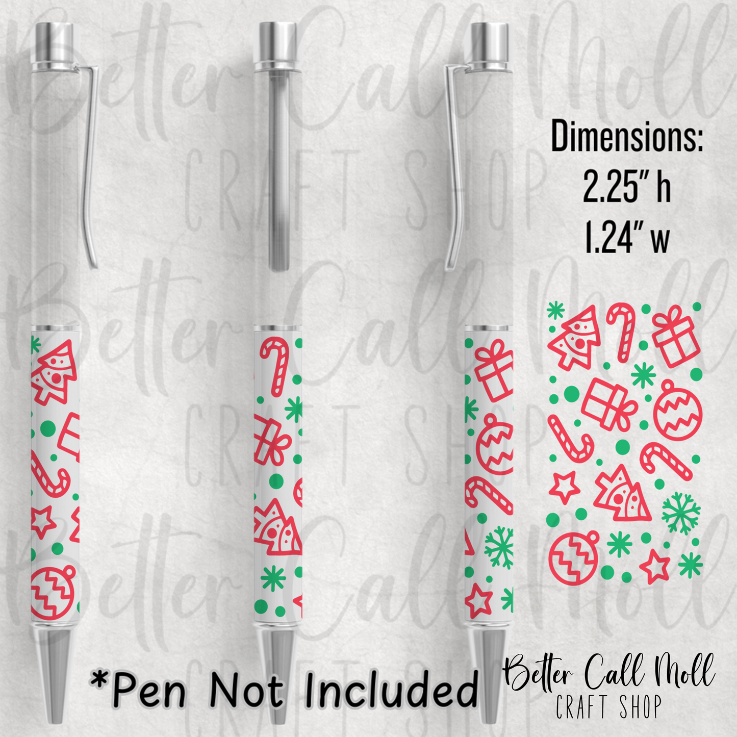 Christmas Outlines UV DTF Pen Wrap