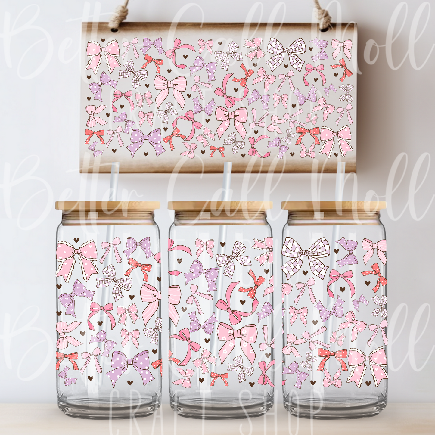 W131 - Cute Bows UV DTF 16oz Tumbler Wrap