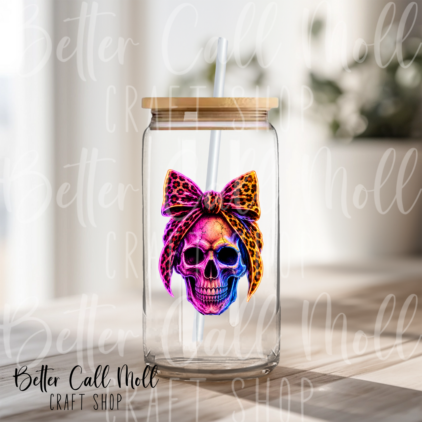 Neon Skull UV DTF Decal