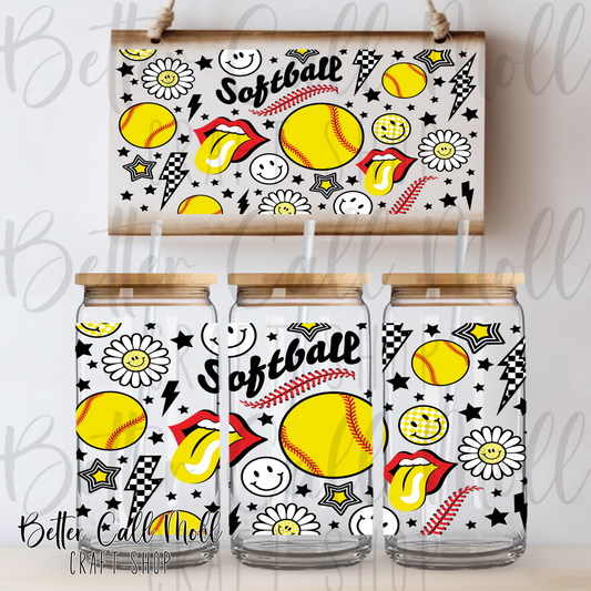 Softball UV DTF 16oz Tumbler Wrap