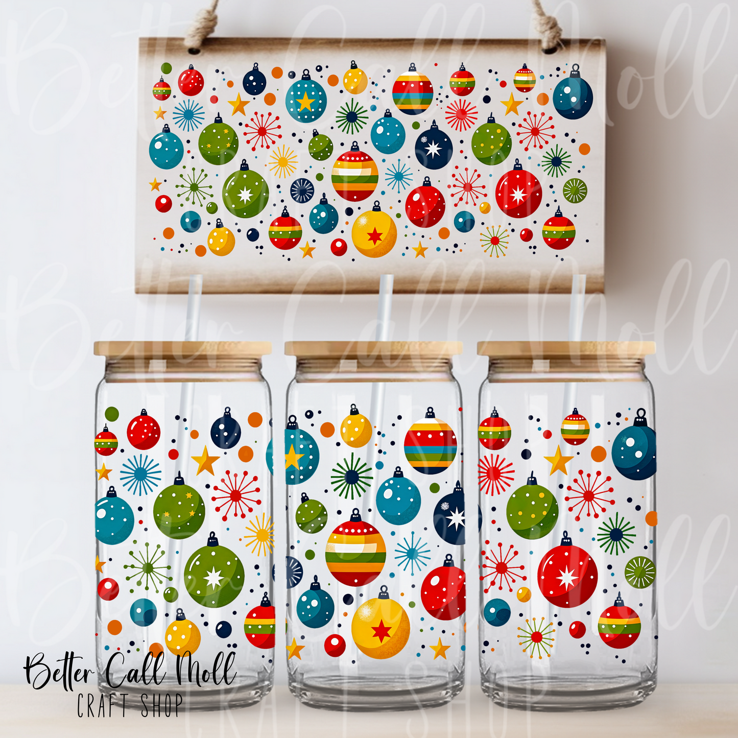 Christmas Ornaments UV DTF 16oz Tumbler Wrap