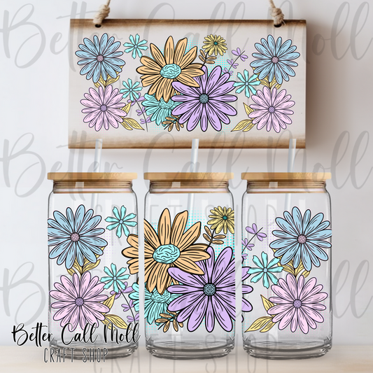 Pastel Florals UV DTF 16oz Tumbler Wrap