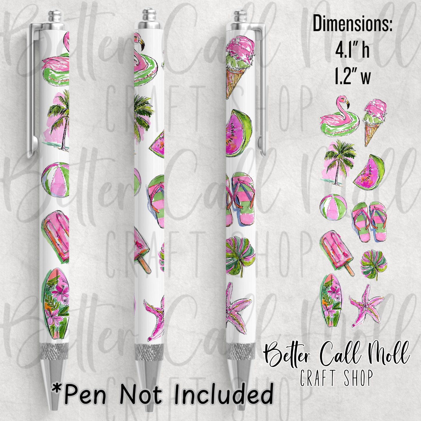 Pink and Green Summer UV DTF Pen Wrap