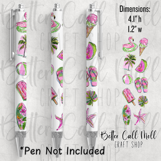 Pink and Green Summer UV DTF Pen Wrap