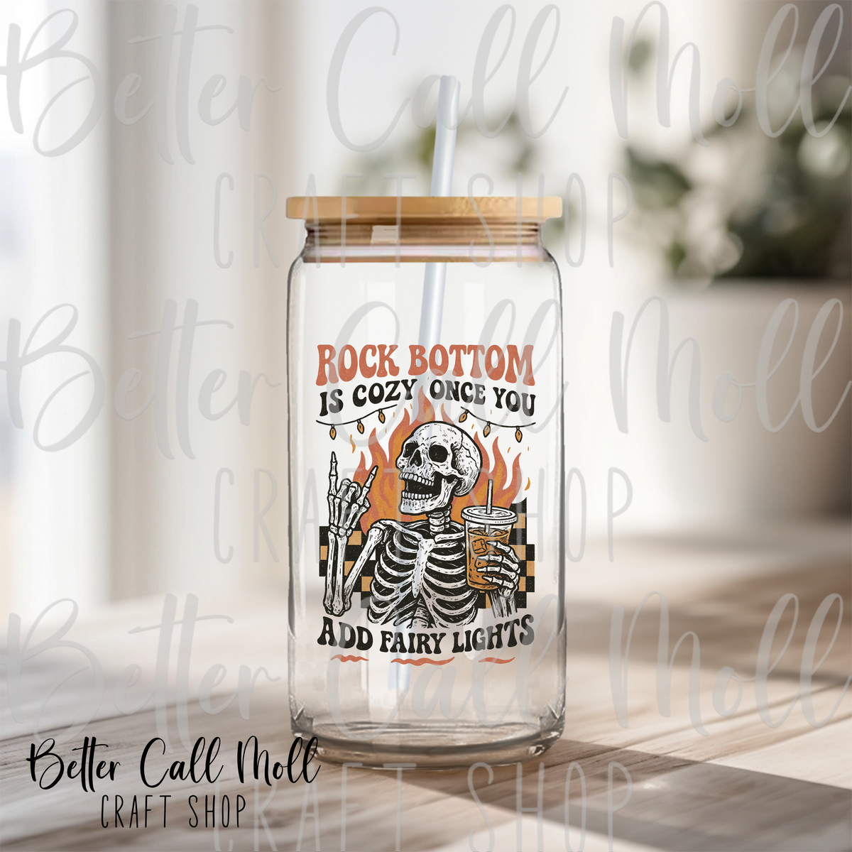 Rock Bottom is Cozy Once You Add Fairy Lights UV DTF Decal