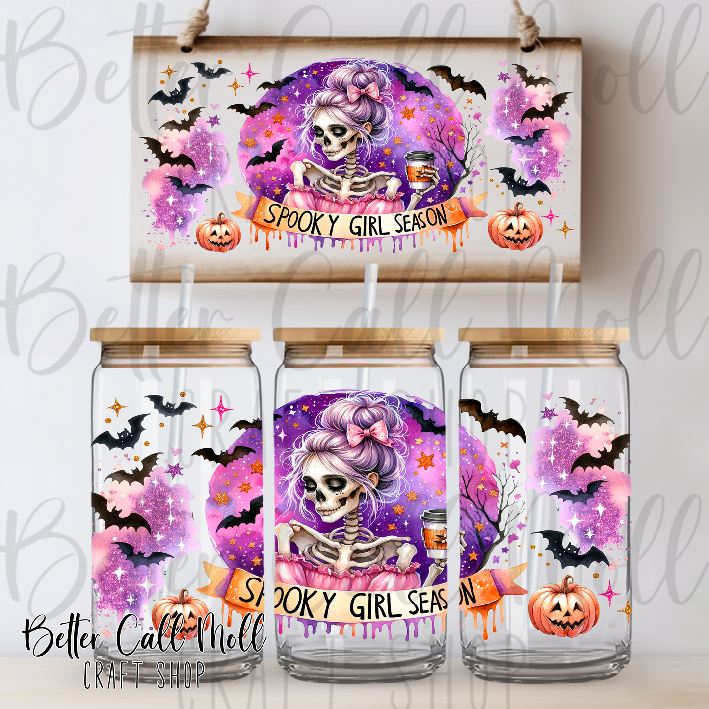Spooky Girl Season UV DTF 16oz Tumbler Wrap