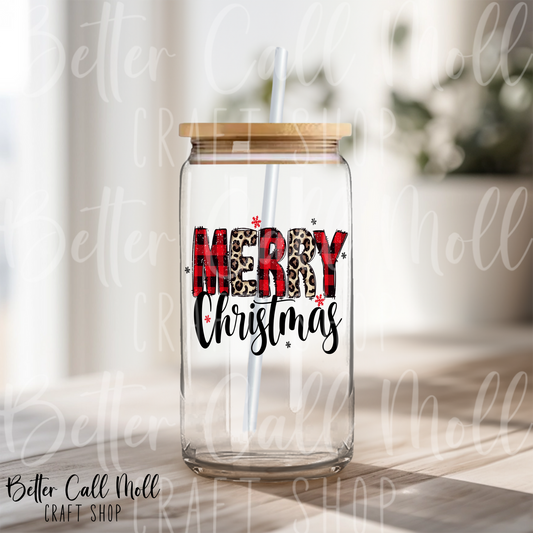 Plaid Merry Christmas UV DTF Decal