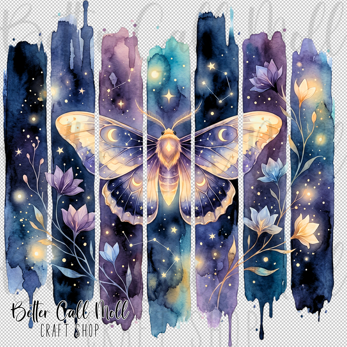 Moth Brushstroke UV DTF Decal