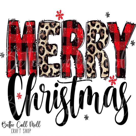Plaid Merry Christmas UV DTF Decal