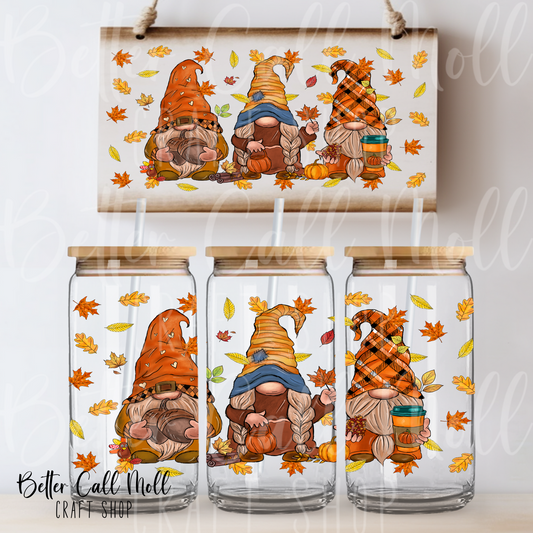 Fall Gnomes UV DTF 16oz Tumbler Wrap