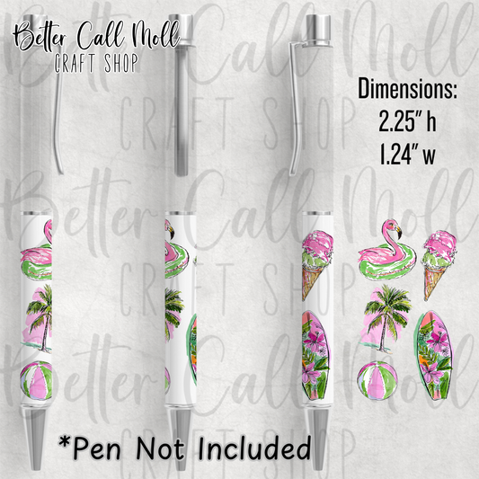 Pink and Green Summer UV DTF Pen Wrap