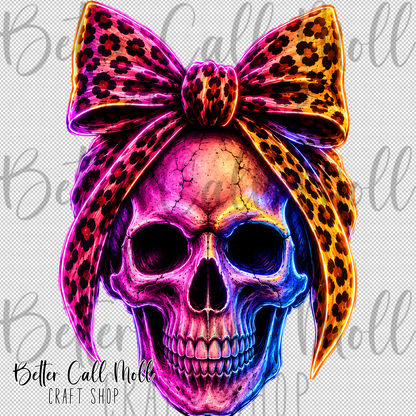 Neon Skull UV DTF Decal