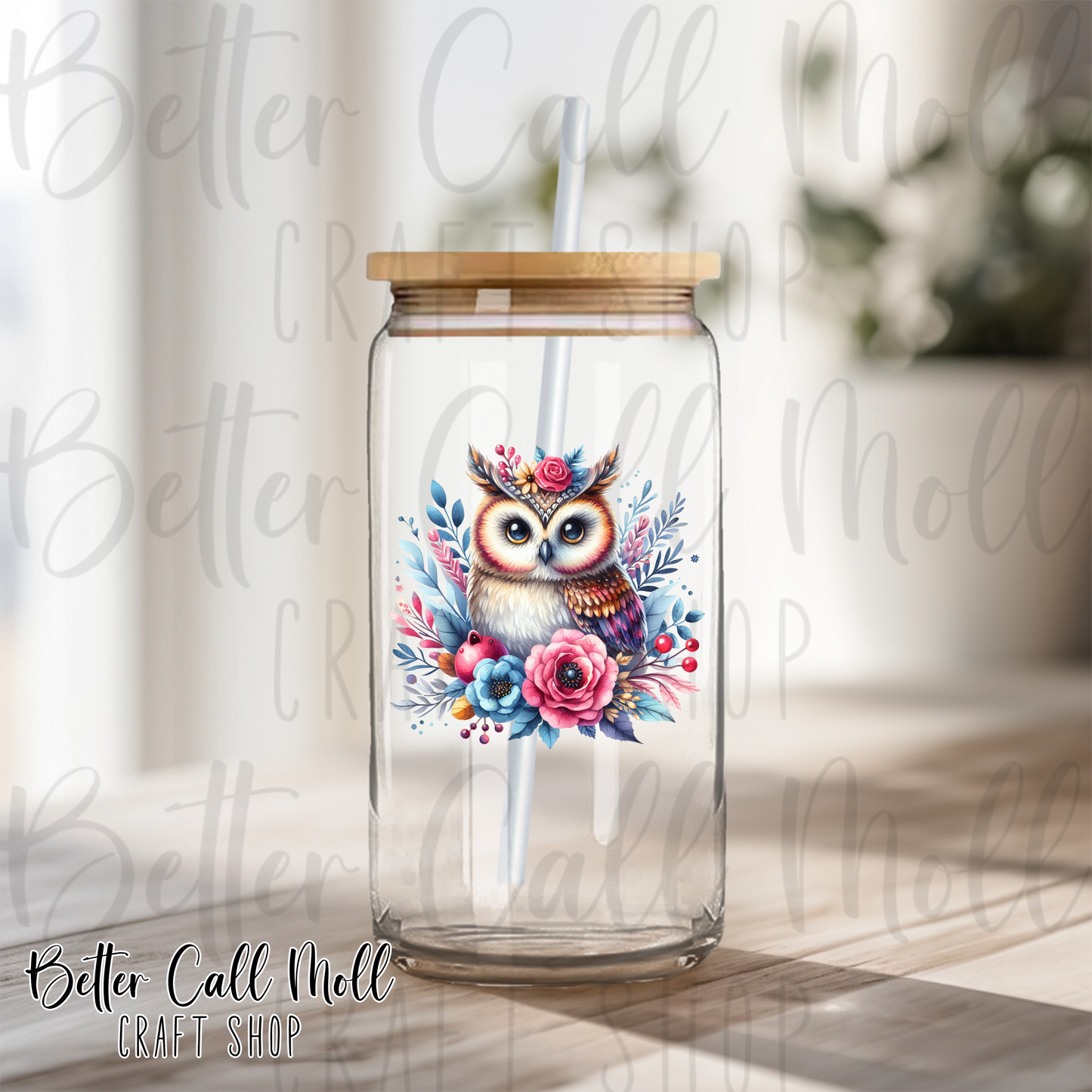 Floral Owl UV DTF Decal