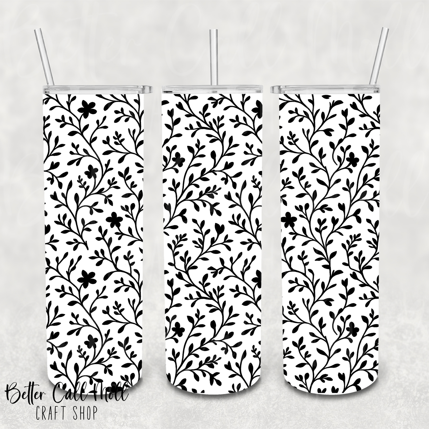 Blooming Foliage UV DTF 20oz Skinny Tumbler Wrap