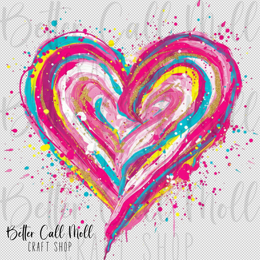 Heart Splash UV DTF Decal