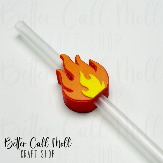 Flame 3D Straw Topper