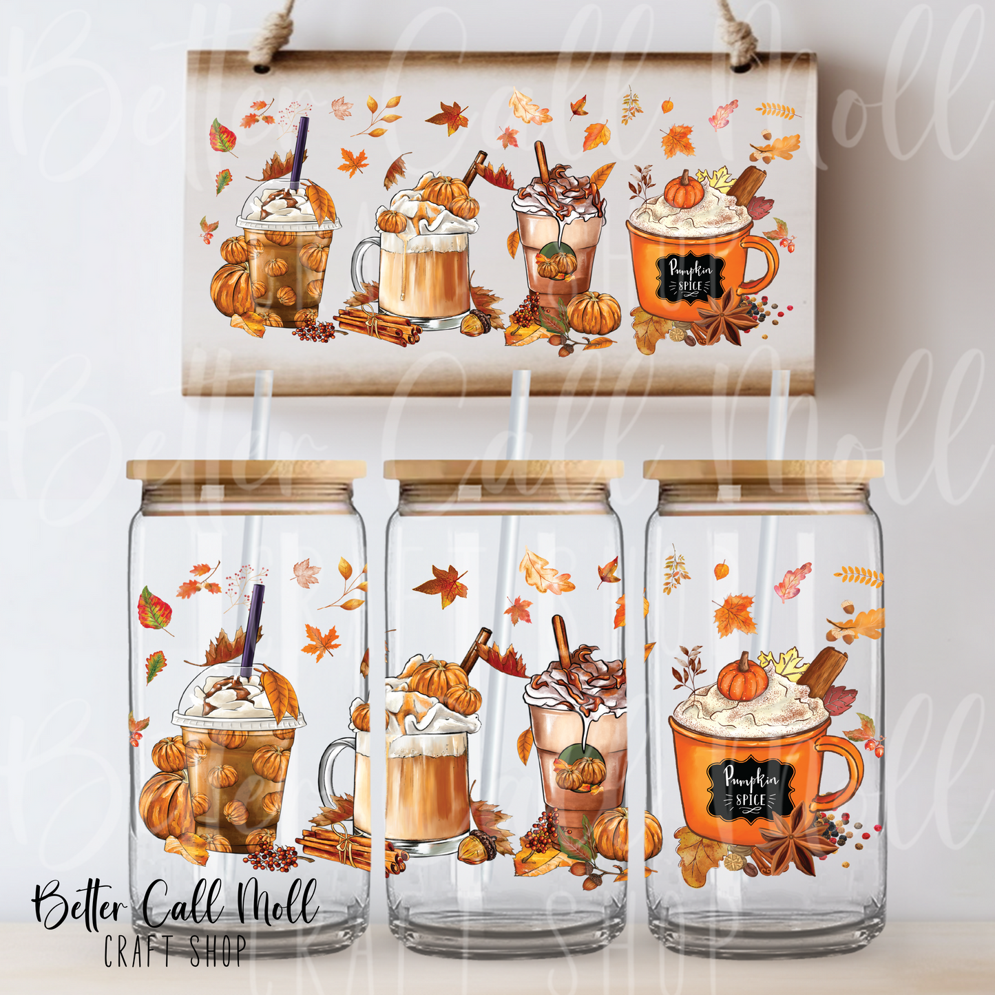 Autumn Drinks UV DTF 16oz Tumbler Wrap