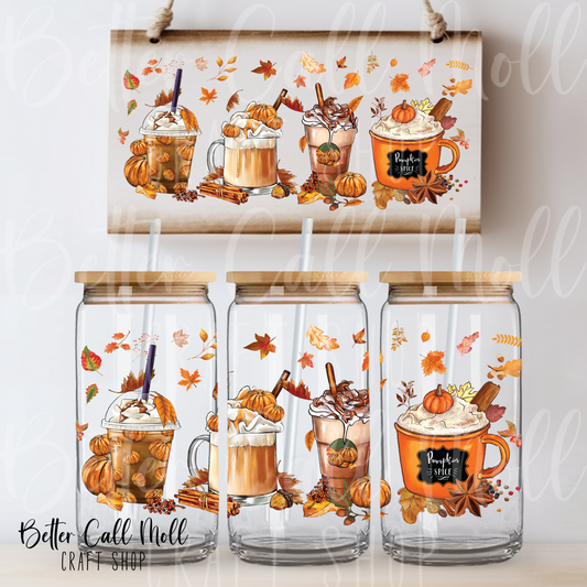Autumn Drinks UV DTF 16oz Tumbler Wrap