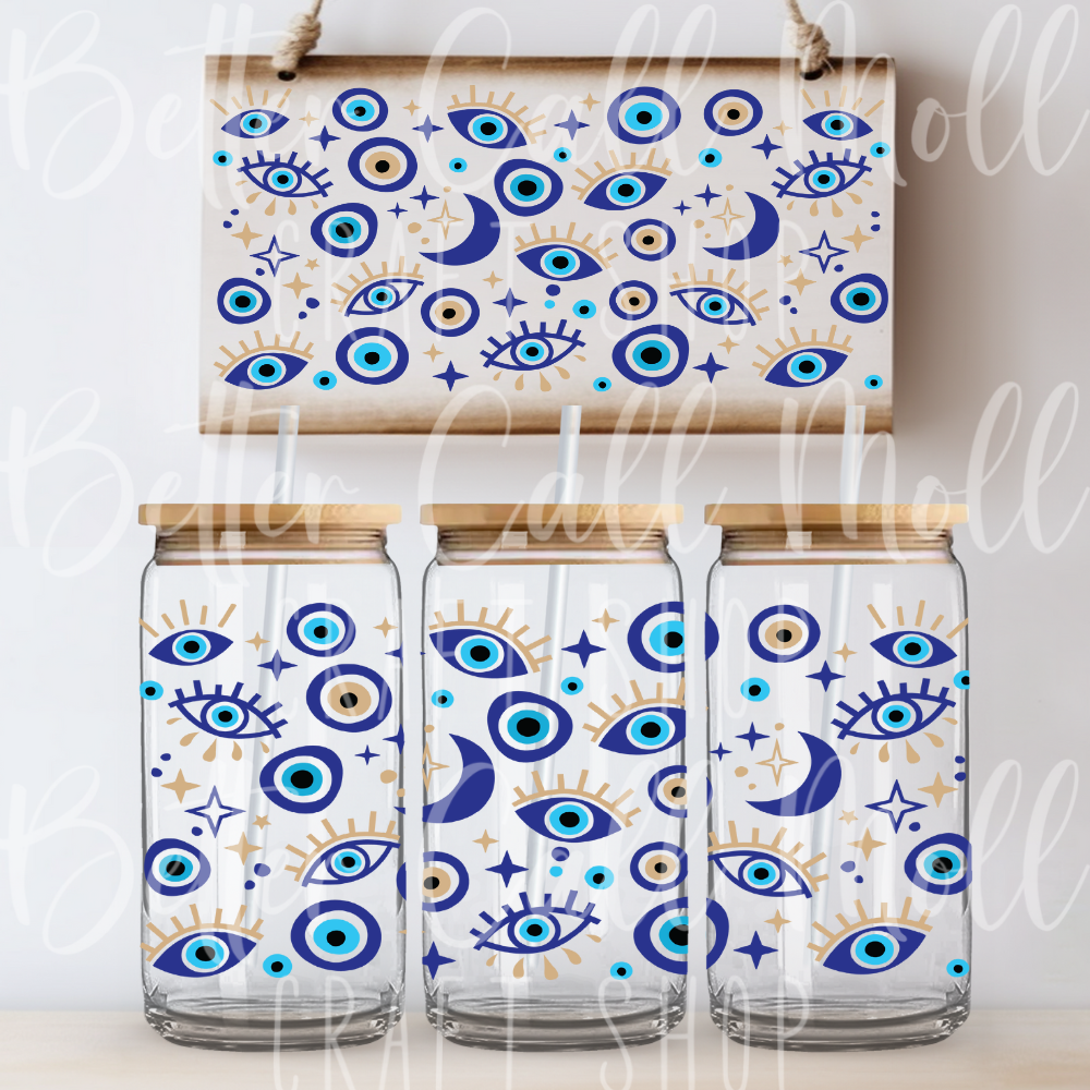 W072 - Evil Eye UV DTF 16oz Tumbler Wrap