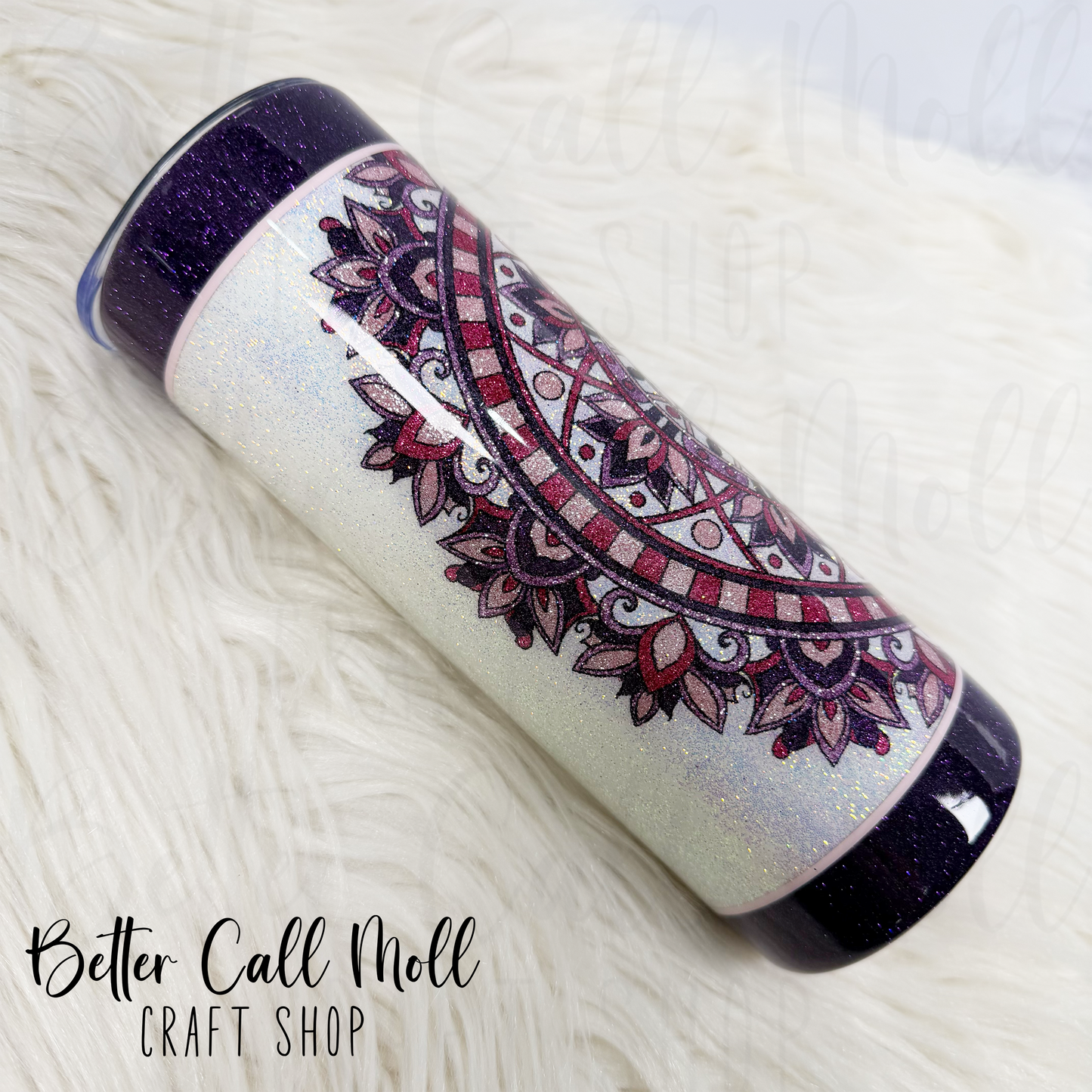 20oz Glitter Mandala Insulated Stainless Steel Coated Tumbler