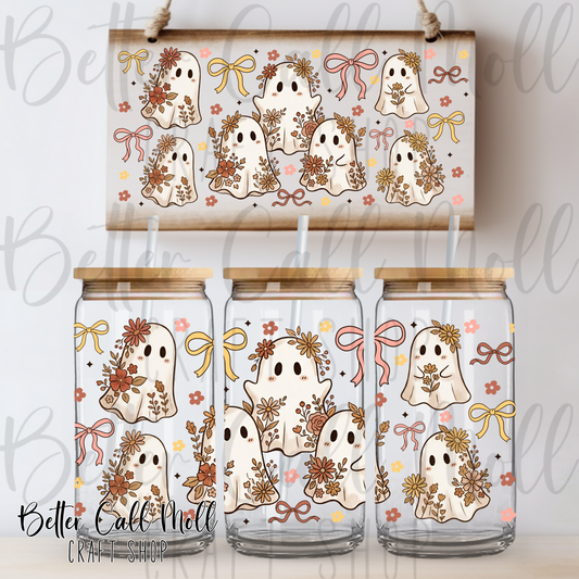 Fall Ghosts UV DTF 16oz Tumbler Wrap