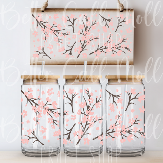 W108- Cherry Blossoms UV DTF 16oz Tumbler Wrap