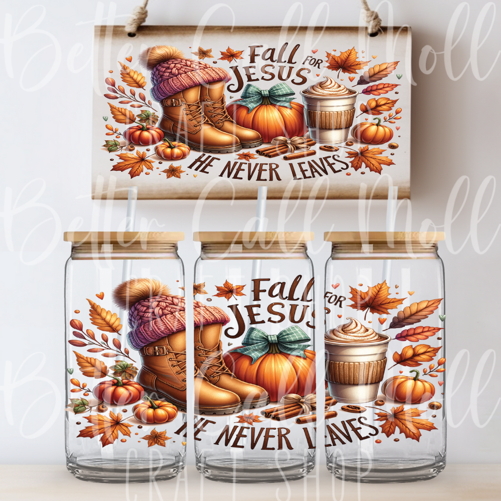 Fall for Jesus UV DTF 16oz Tumbler Wrap